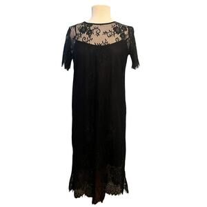 Divided H&M Black Lace Midi Dress Size 8
